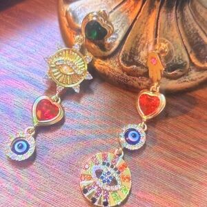 UNO de 50 Gold and Multicolor Dangle Earrings